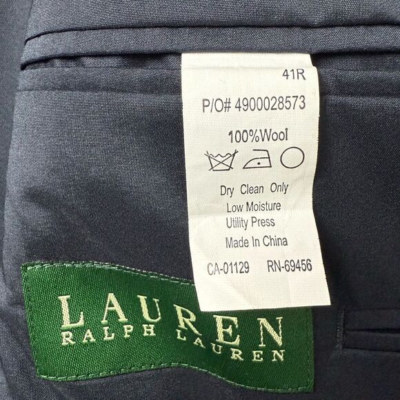 Lauren Ralph Lauren Blazer Men's 41 R Navy Blue Wool Gold Buttons - Picture 5 of 10